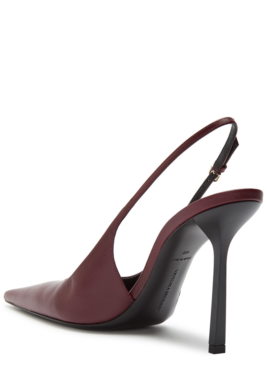 Victoria Beckham 100 Leather Slingback Pumps - Burgundy 