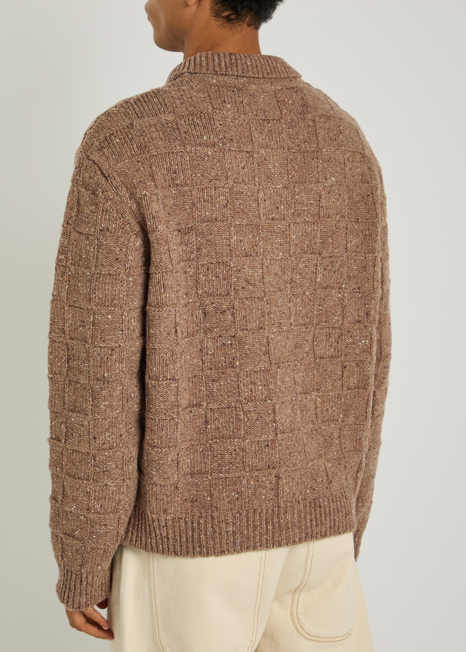  Ymc Rat Pack Wool-blend Cardigan - Taupe - Xl 