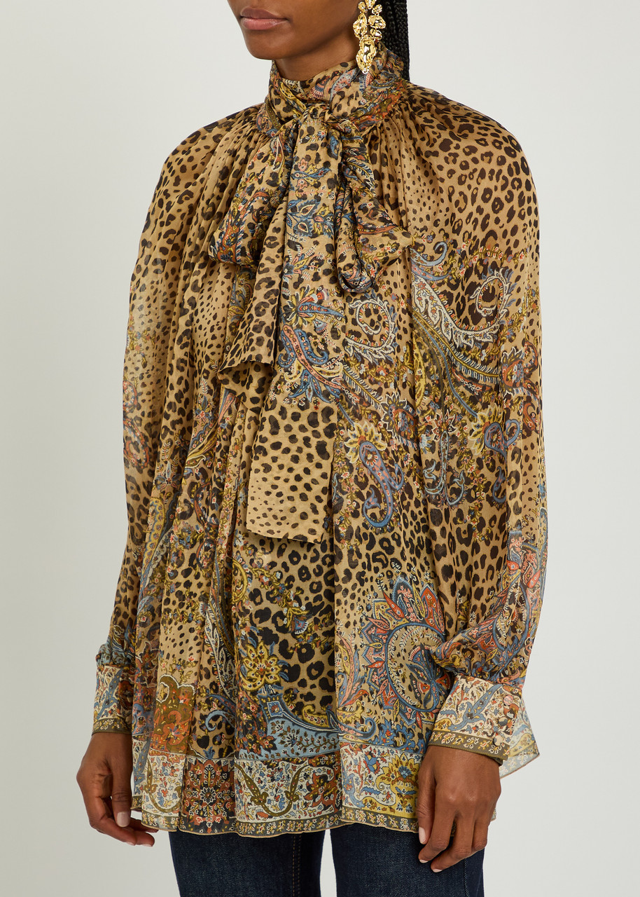  Etro Leopard-print Silk Blouse - Multicoloured 1 - 46 (uk14 / L) 