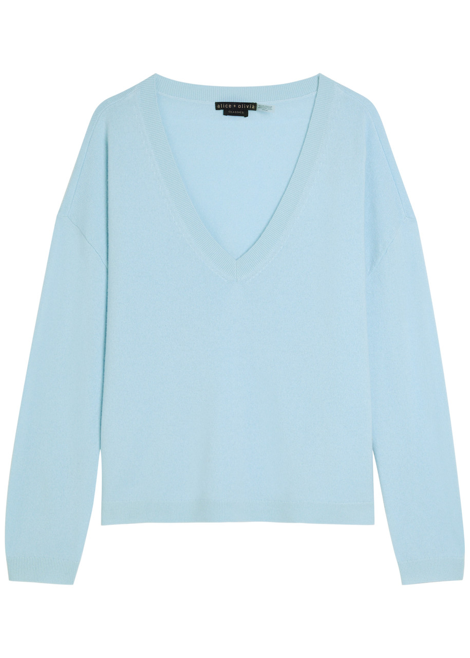 Alice + Olivia Williams V-neck Cashmere-blend Jumper - Blue - S (UK8-10 / S)
