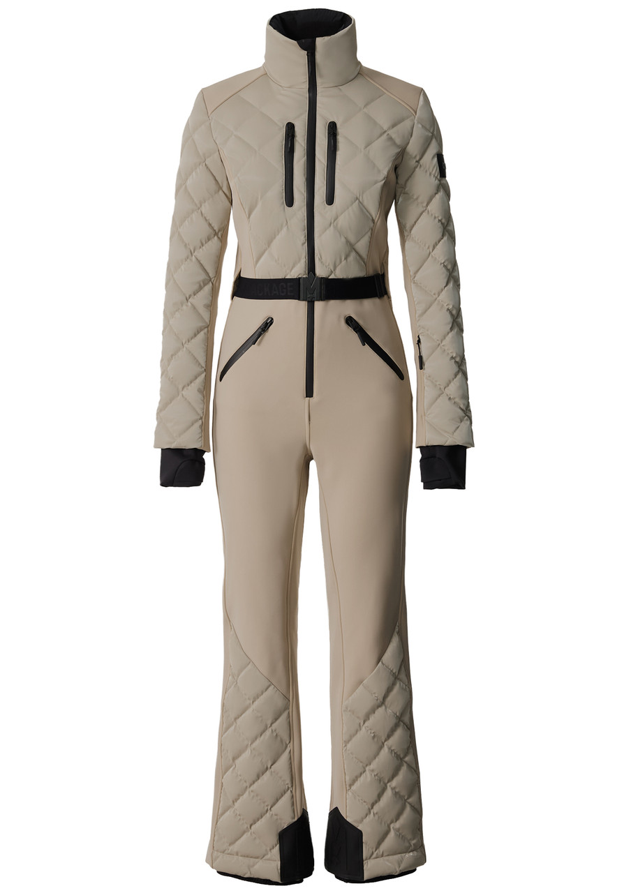 Mackage Inga Quilted Bonded Fleece ski Suit - Taupe - L (UK14 / L)