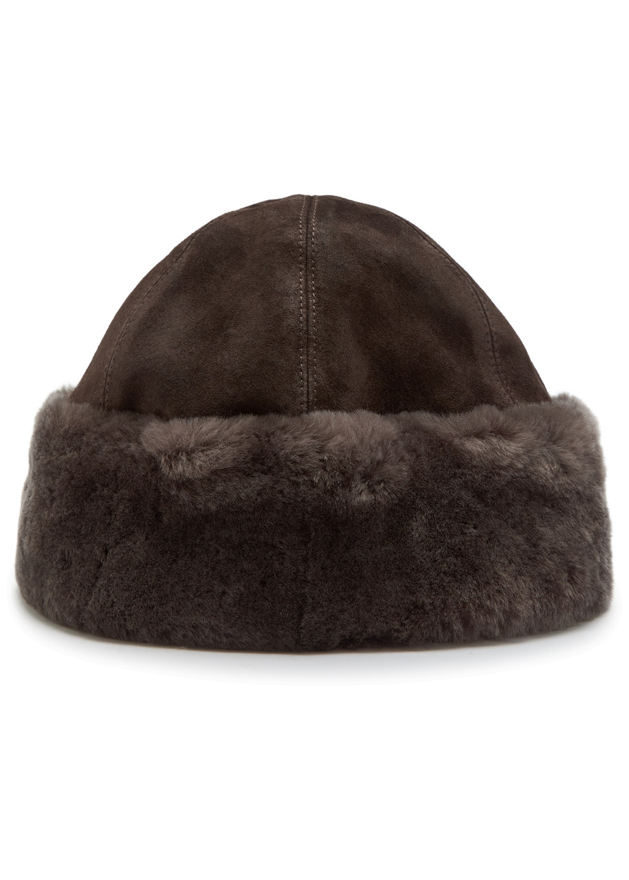 Nour Hammour Toki Suede And Shearling Hat In Brown