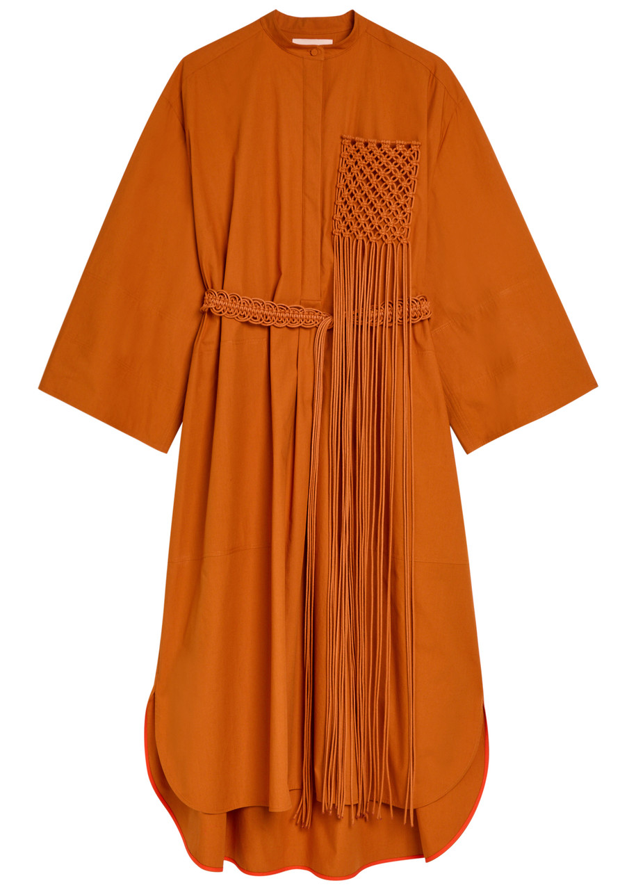 Roksanda Poska Belted Cotton-poplin Midi Dress - Orange - 10 (UK10 / S)