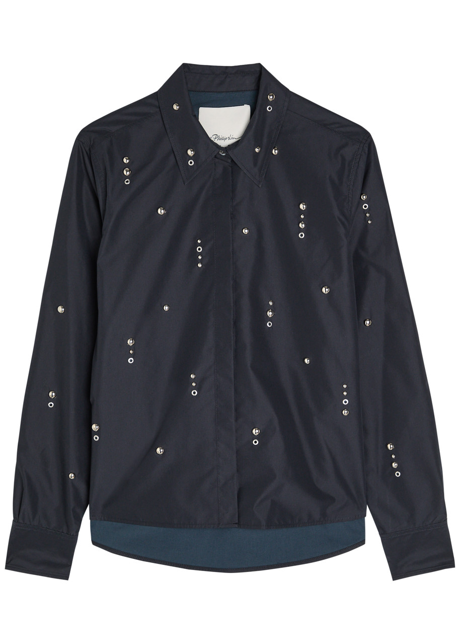 3.1 Phillip Lim Stud-embellished Cotton-blend Shirt - Black - 6 (UK10 / S)