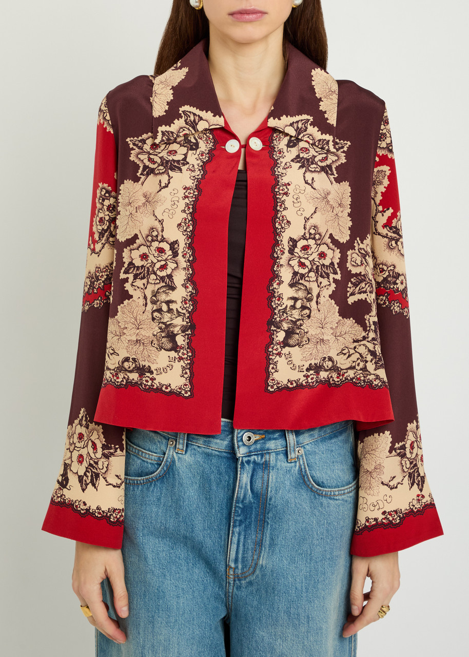  Bode Storybook Printed Silk Jacket - Red - M (uk12 / M) 