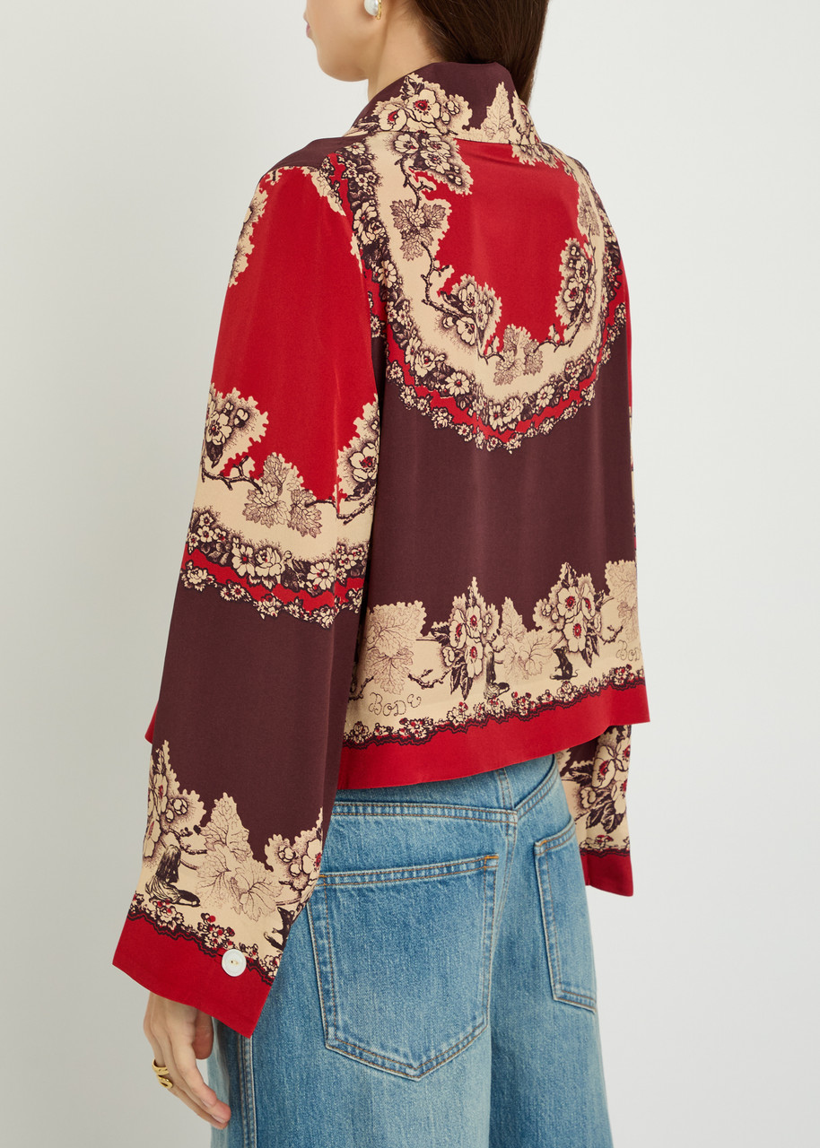 Bode Storybook Printed Silk Jacket - Red - M (uk12 / M) 