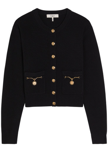 CHLOE Embellished-pocket wool and cashmere-blend cardigan | Harvey