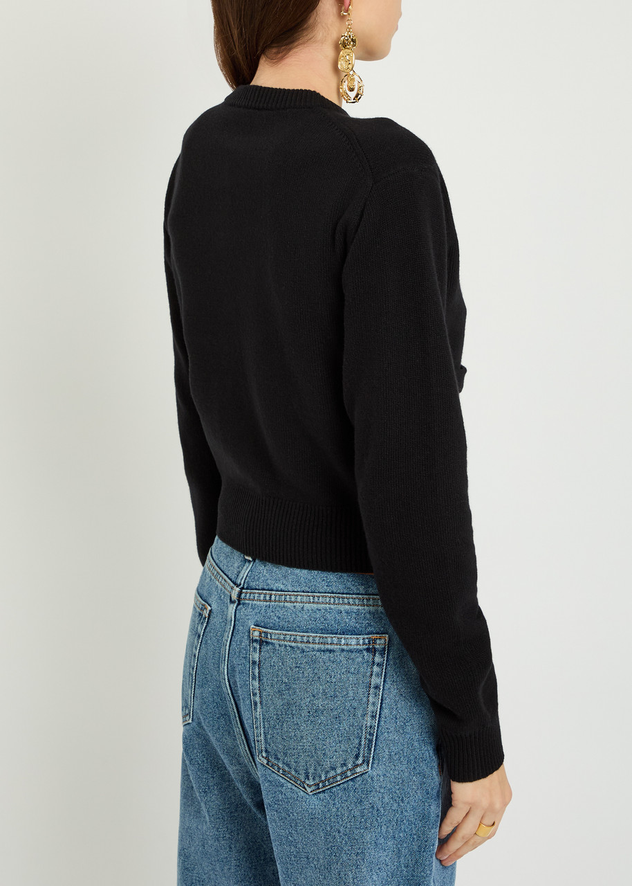  Chloe Embellished-pocket Wool And Cashmere-blend Cardigan - Black - L (uk14 / L) 
