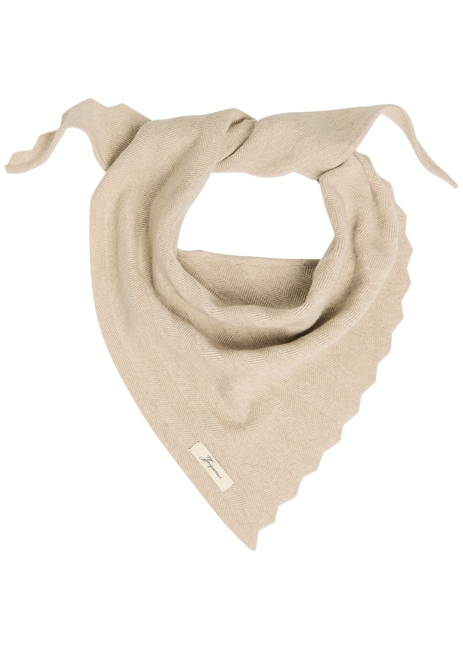 Jacquemus Le Chale Chevron Herringbone Wool and Cashmere-blend Scarf - Beige - One Size