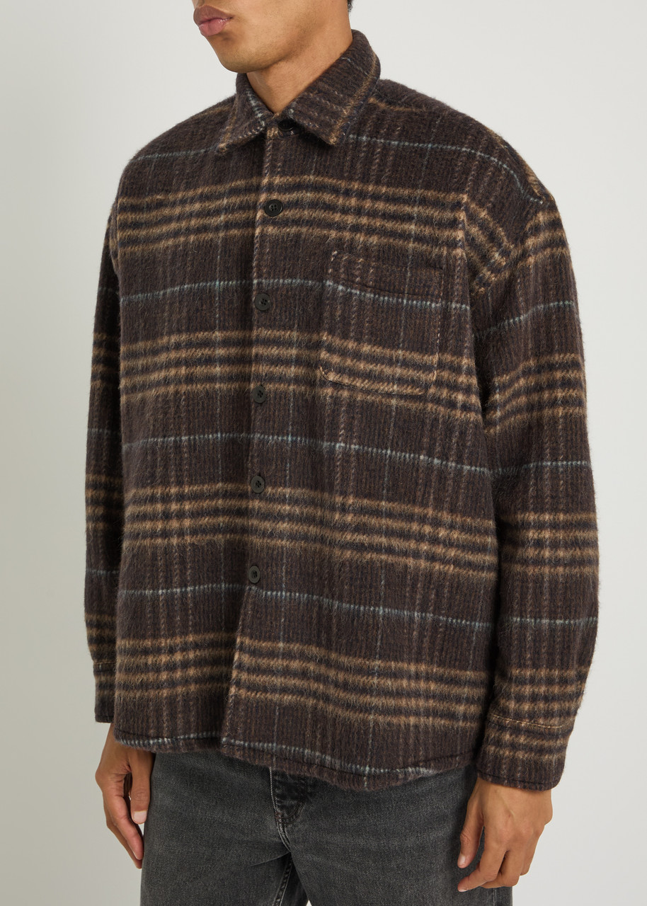  Picante Rocco Plaid Wool-blend Overshirt - Brown - M 