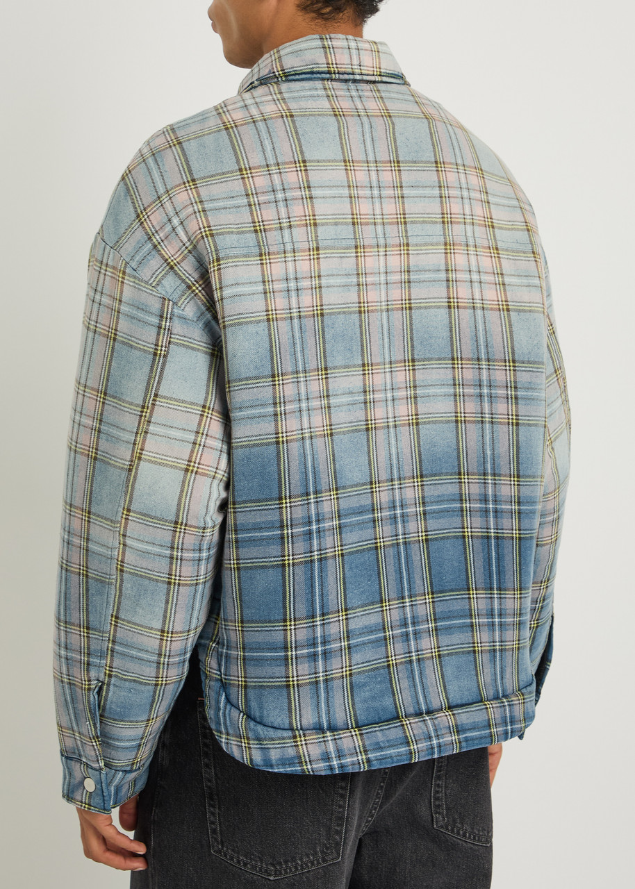  Cole Buxton Checked Cotton Jacket - Blue - M 