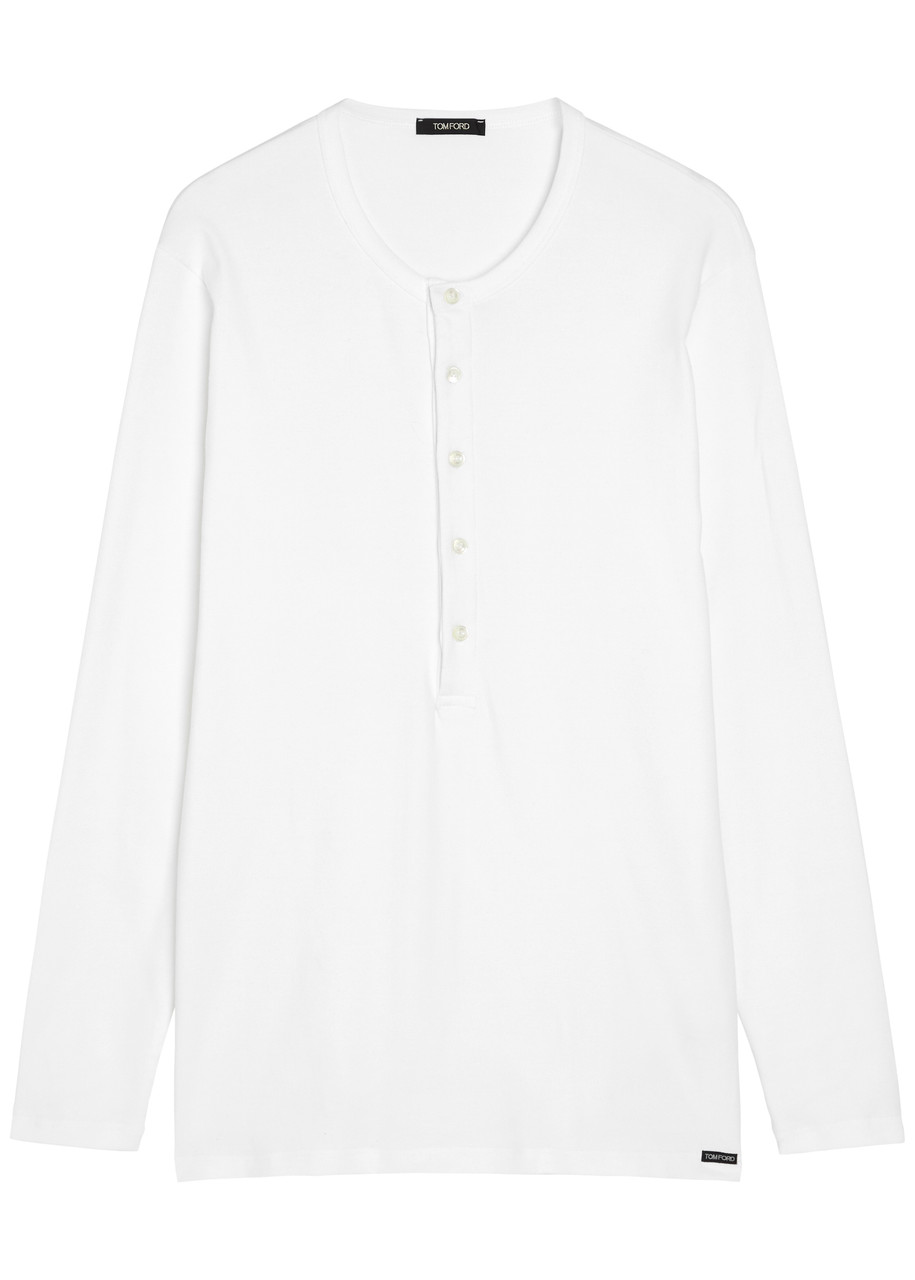 Tom Ford Henley Stretch-cotton top - White - M
