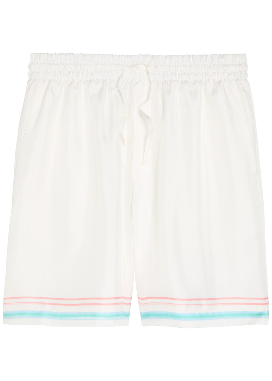 Casablanca Dance Joy Printed Silk Shorts - White - XL
