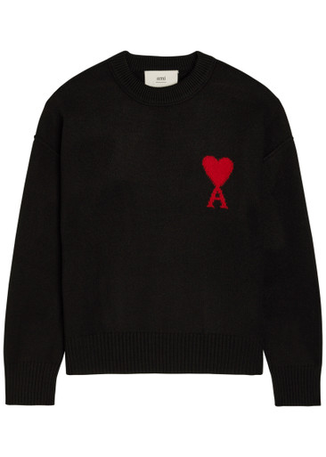AMI PARIS Logo-intarsia wool jumper | Harvey Nichols