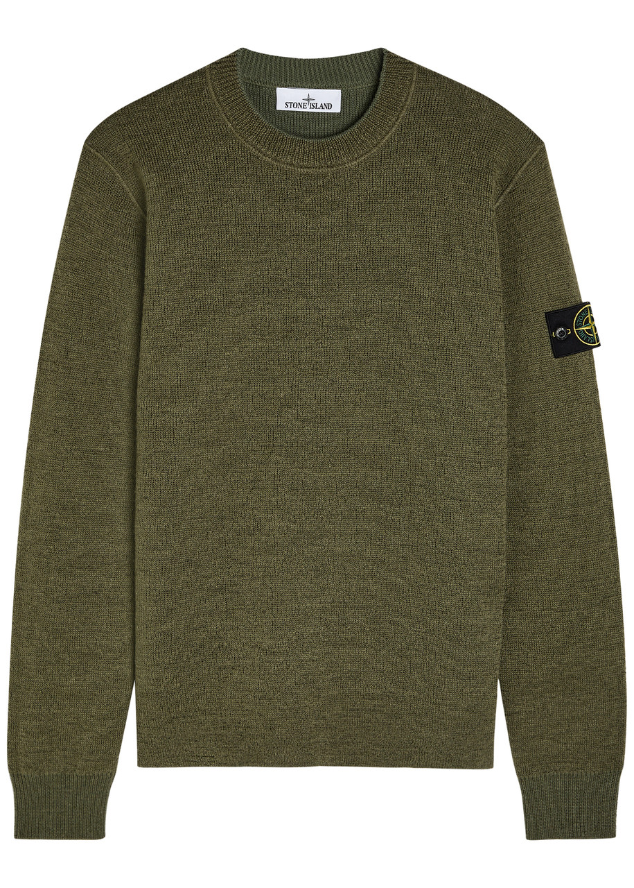 Stone Island Logo Wool-blend Jumper - Green - S