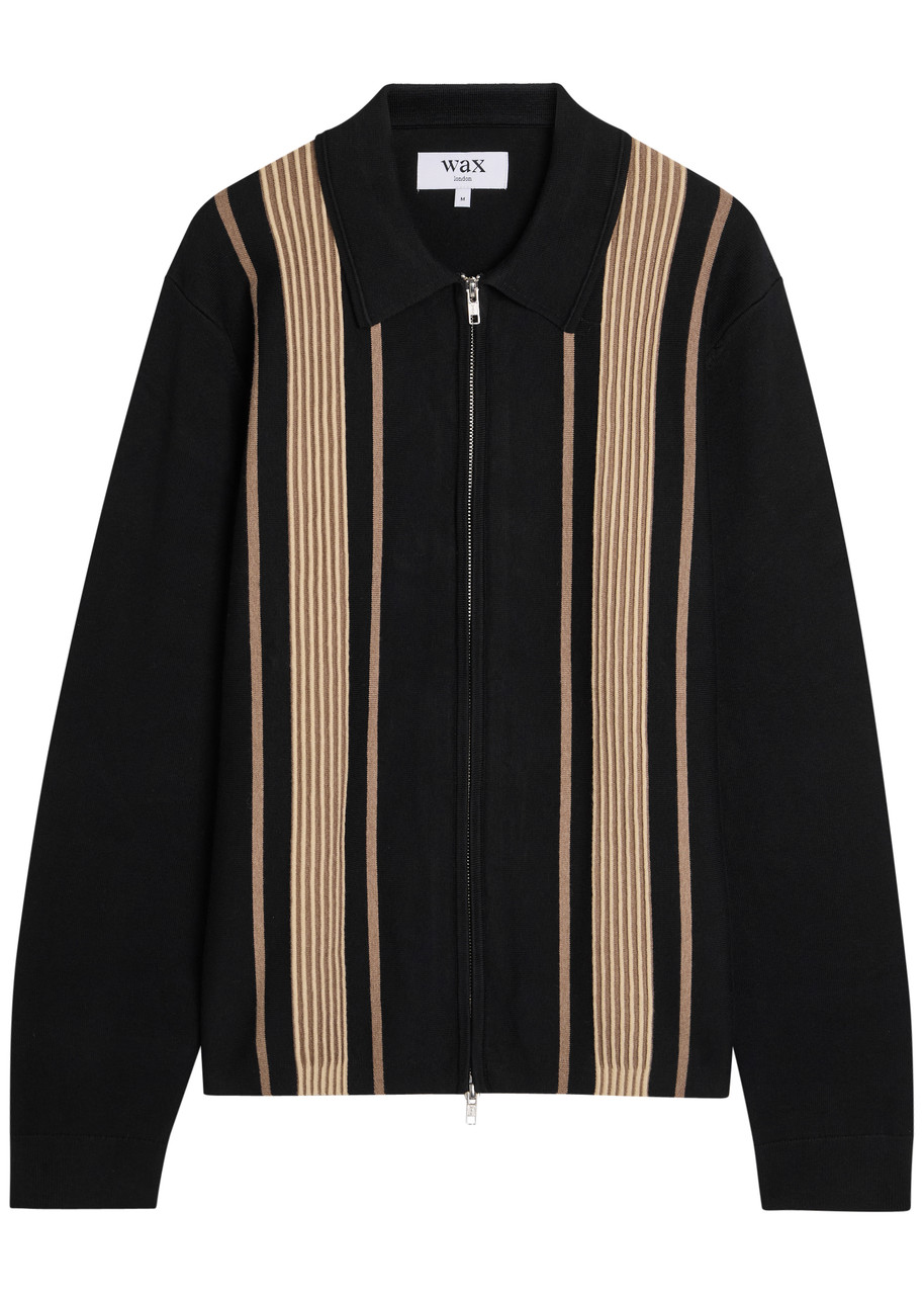 Wax London Lennox Striped Cotton and Cashmere-blend Jumper - Black - L