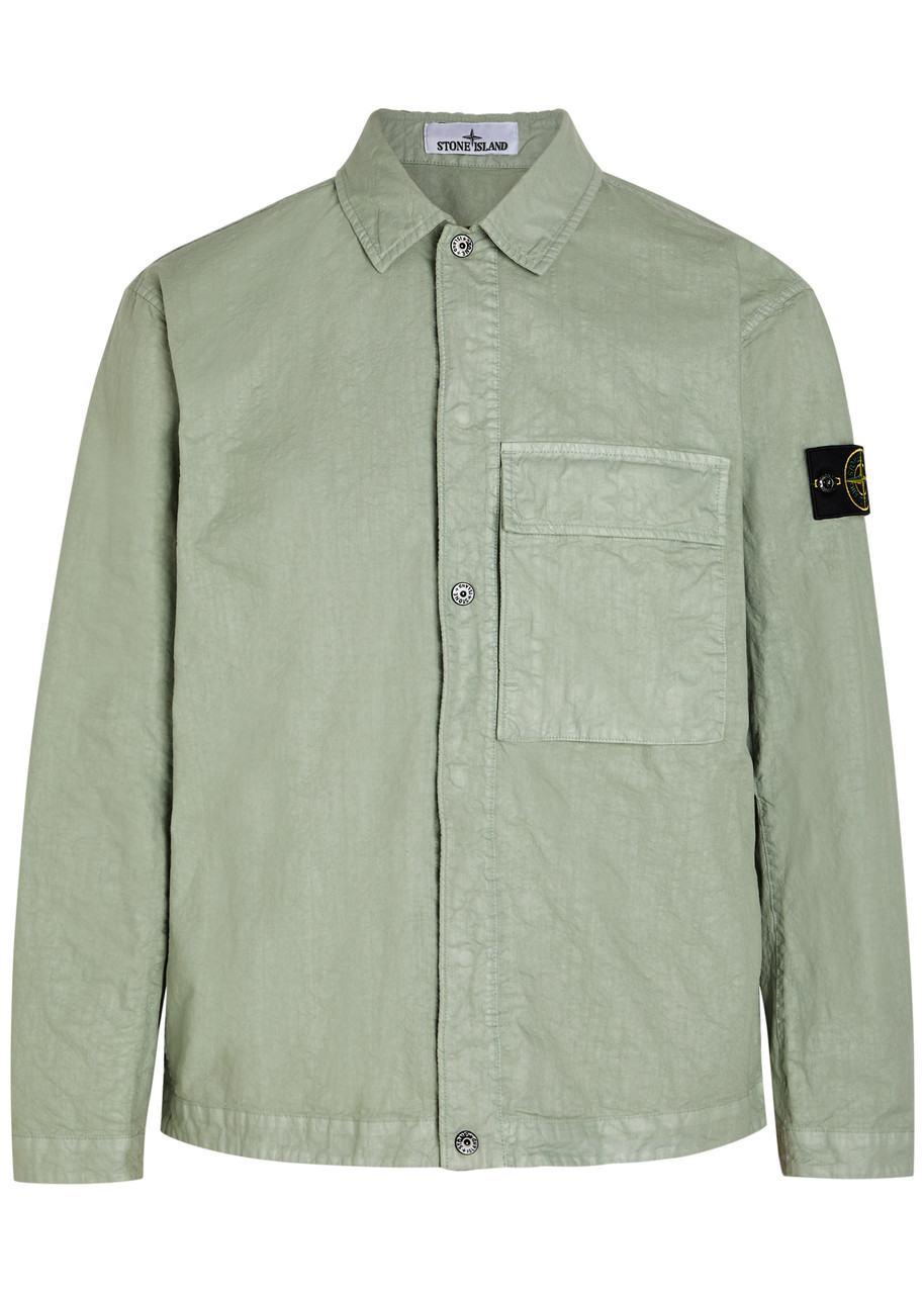 Stone Island Logo Nylon Overshirt - Sage - S