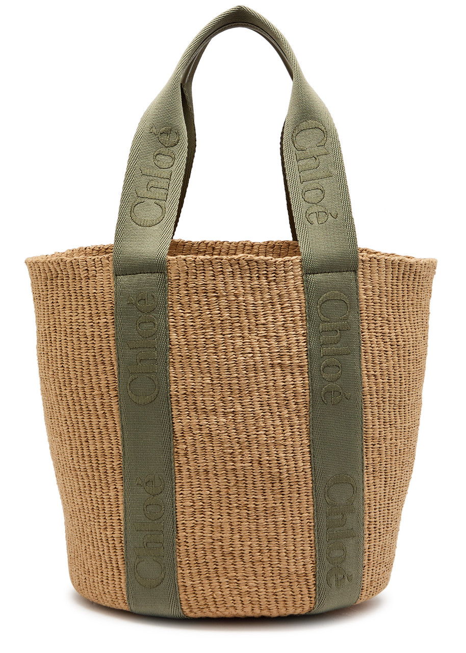 Chloe Woody Logo-embroidered Raffia Basket bag - Green - One Size