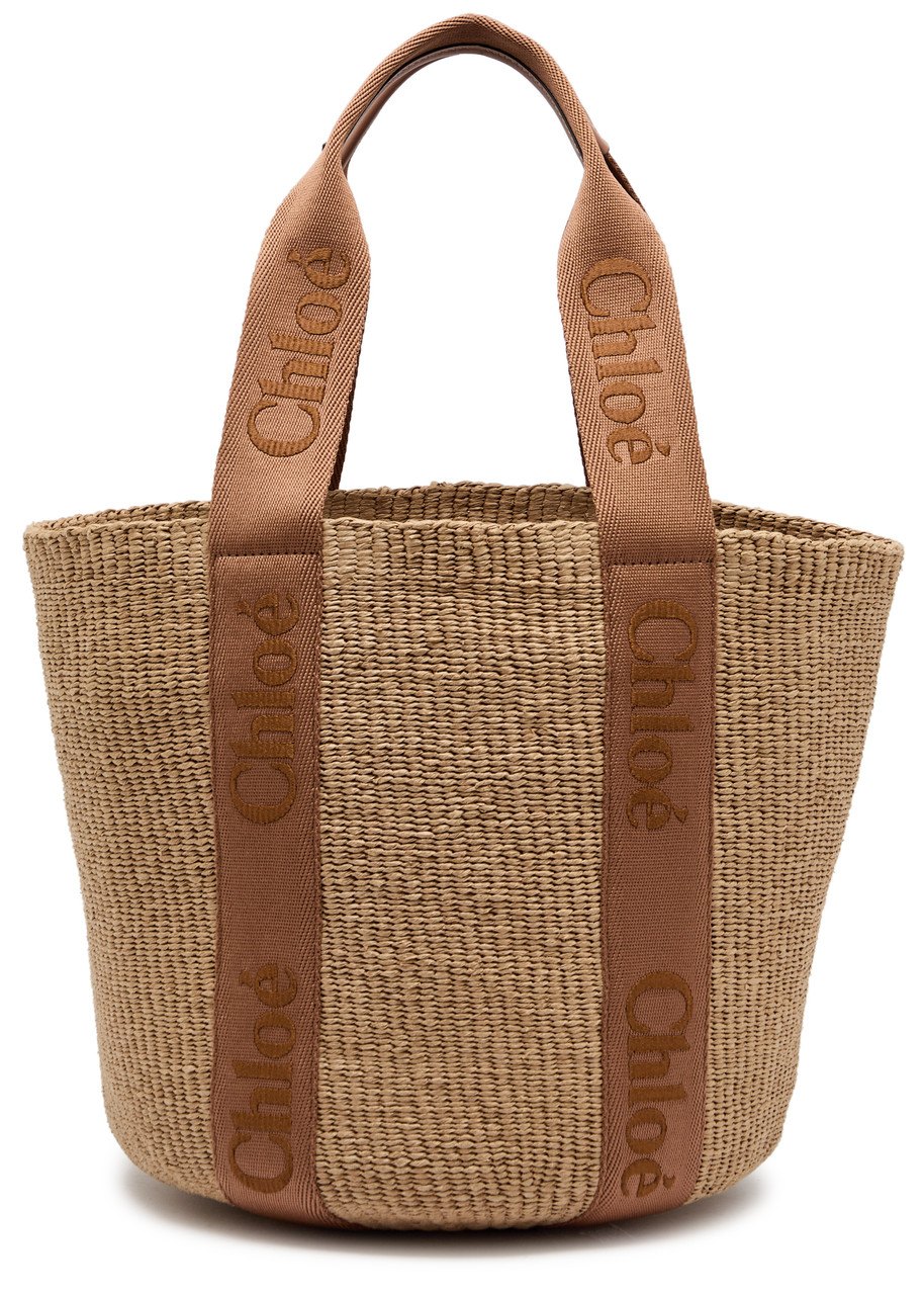 Chloe Woody Logo-embroidered Raffia Basket bag - Natural - One Size