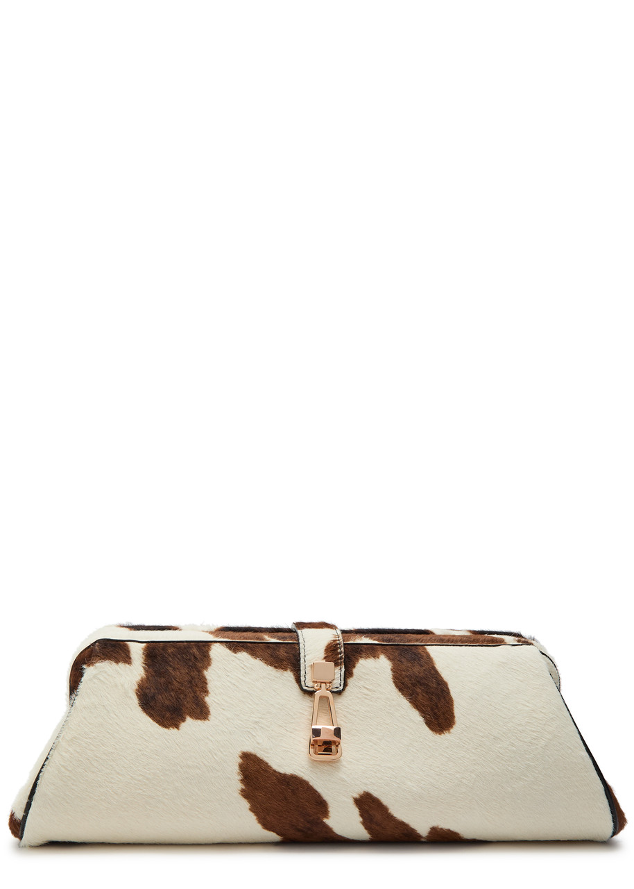 Gabriela Hearst Paola Cow-print Calf-hair Clutch - Brown - One Size