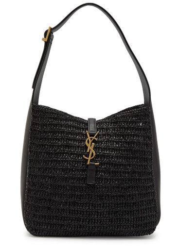 SAINT LAURENT Le 5 à 7 small raffia bucket bag | Harvey Nichols