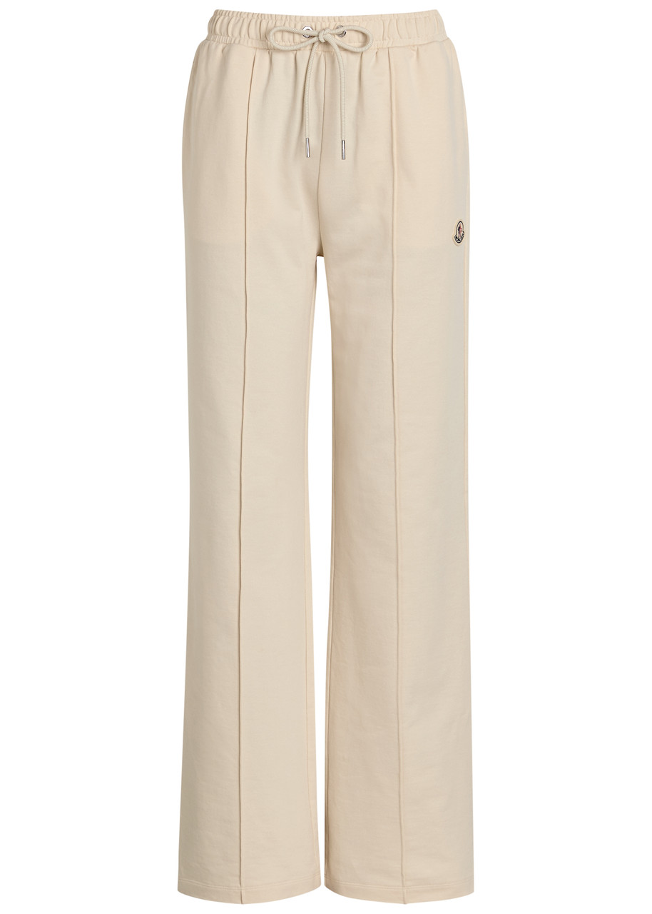 Moncler Pintuck Straight-leg Cotton Sweatpants - Cream - L (UK14 / L)