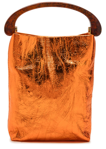 DRIES VAN NOTEN Crinkled metallic leather top handle | Harvey Nichols