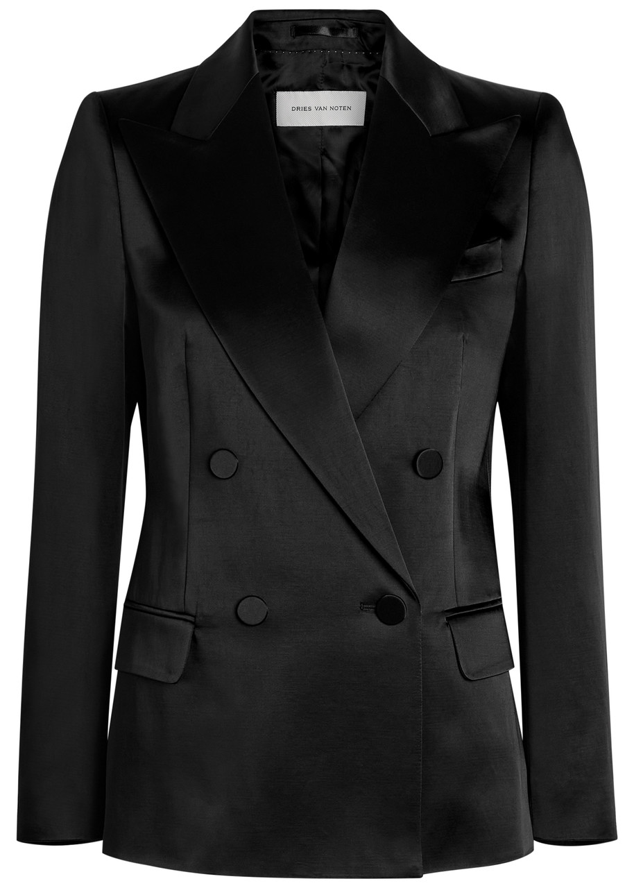 Dries Van Noten Beaura Double-breasted Satin Blazer - Black - 40 (UK12 / M)