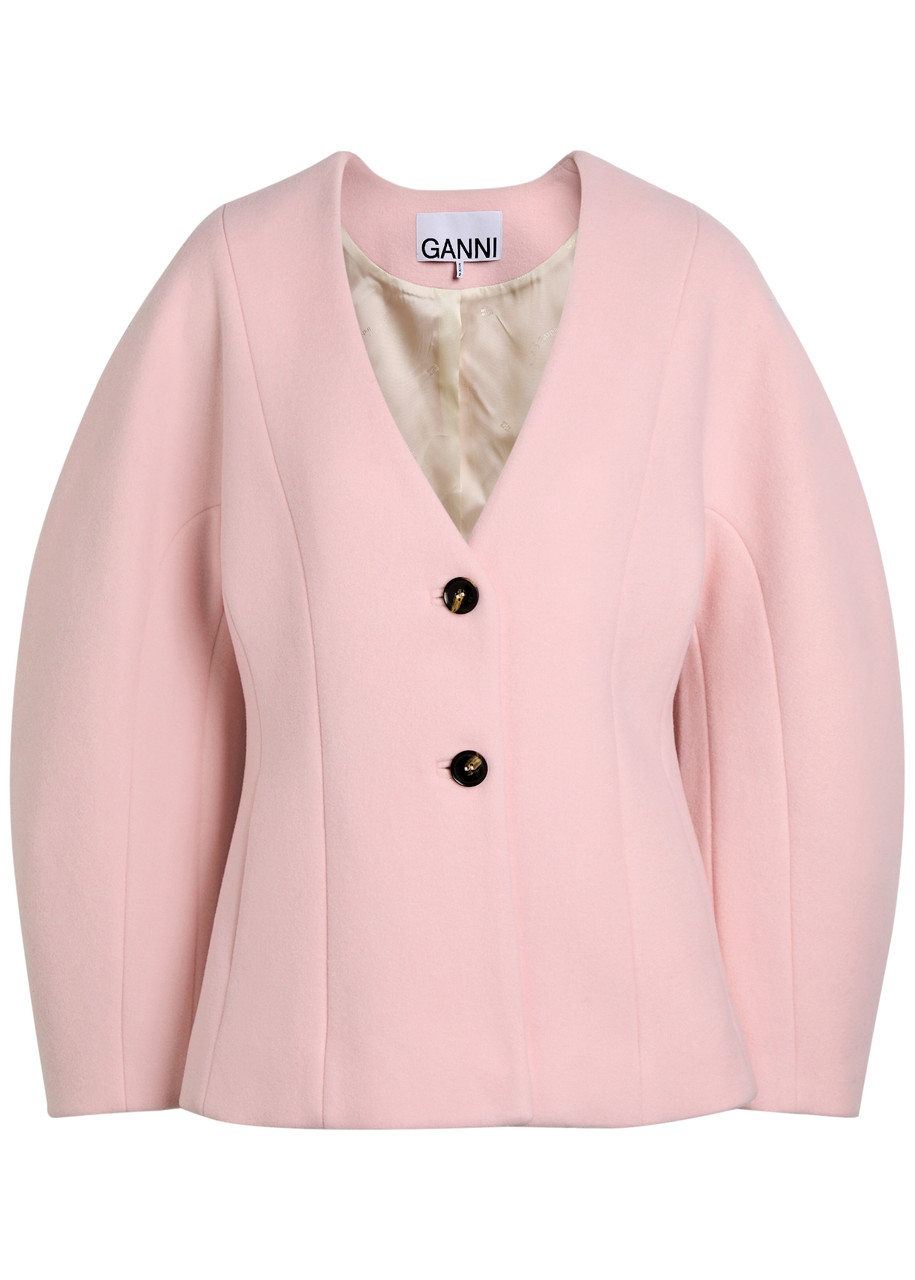 Ganni Peacoat Wool and Cashmere-blend Blazer - Light Pink - 34 (UK6