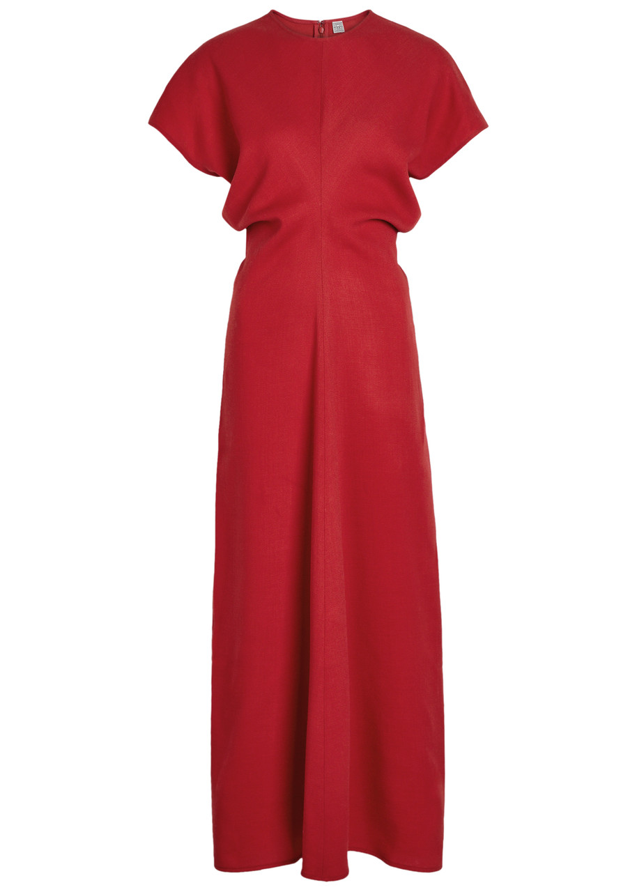 Toteme Fitted-waist Wool Midi Dress - Red - 36 (UK8 / S)