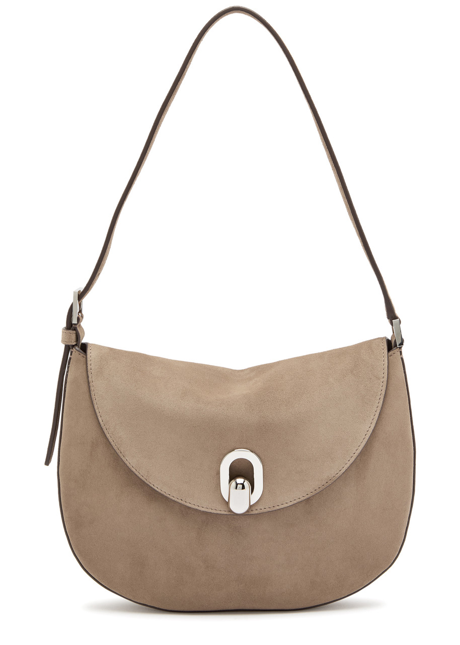 Savette Tondo Small Suede Shoulder bag - Taupe - One Size