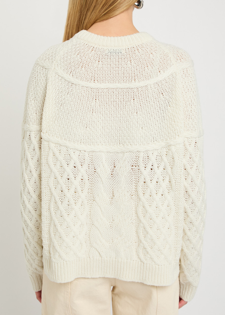  Akyn Peace Cable-knit Merino Wool-blend Jumper - Ivory - Xs/s (uk6-8 / Xs) 