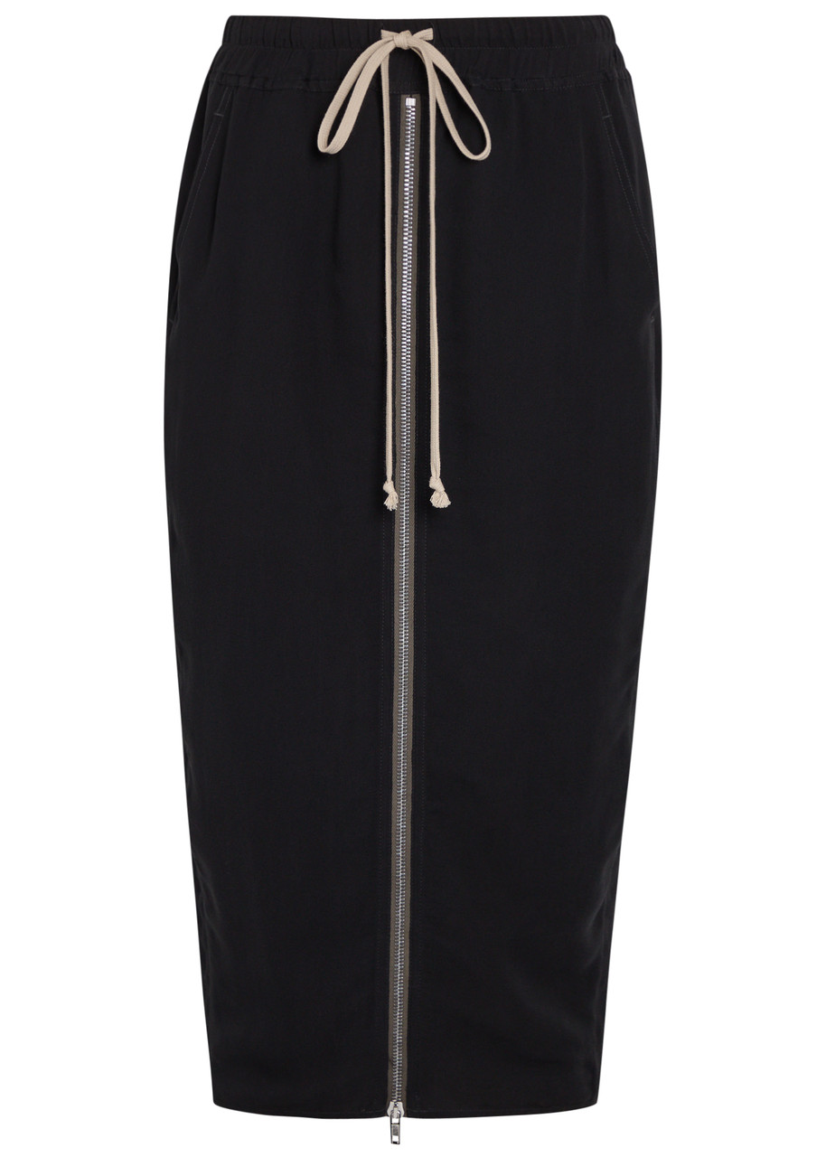Rick Owens Drawstring Silk-georgette Midi Skirt - Black - 38 (UK6