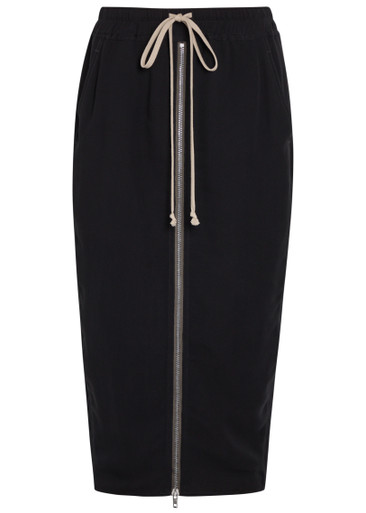 RICK OWENS Drawstring silk-georgette midi skirt | Harvey Nichols