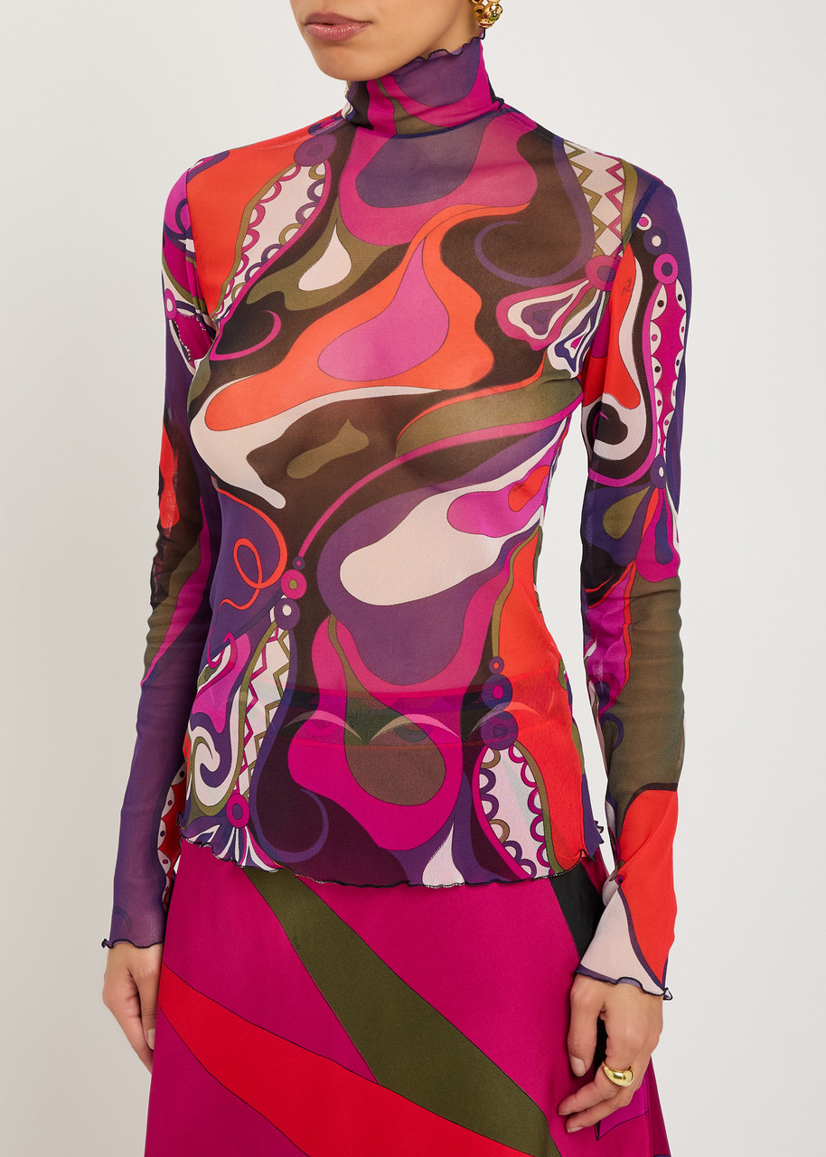  Pucci Printed Tulle Top - Multicoloured 1 - 38 (uk6 / Xs) 