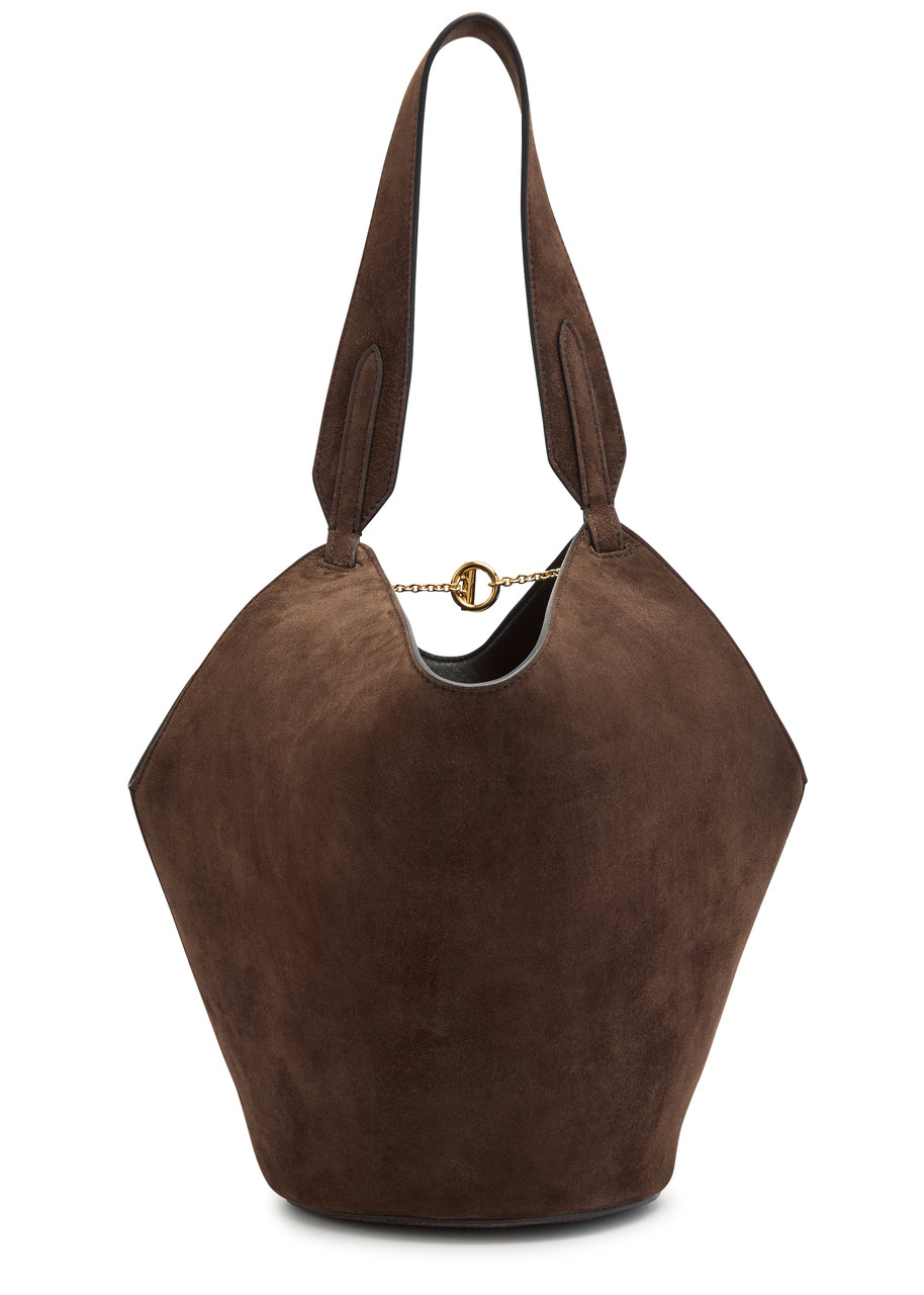 Khaite Lotus Mini Suede Tote bag - Dark Brown - One Size