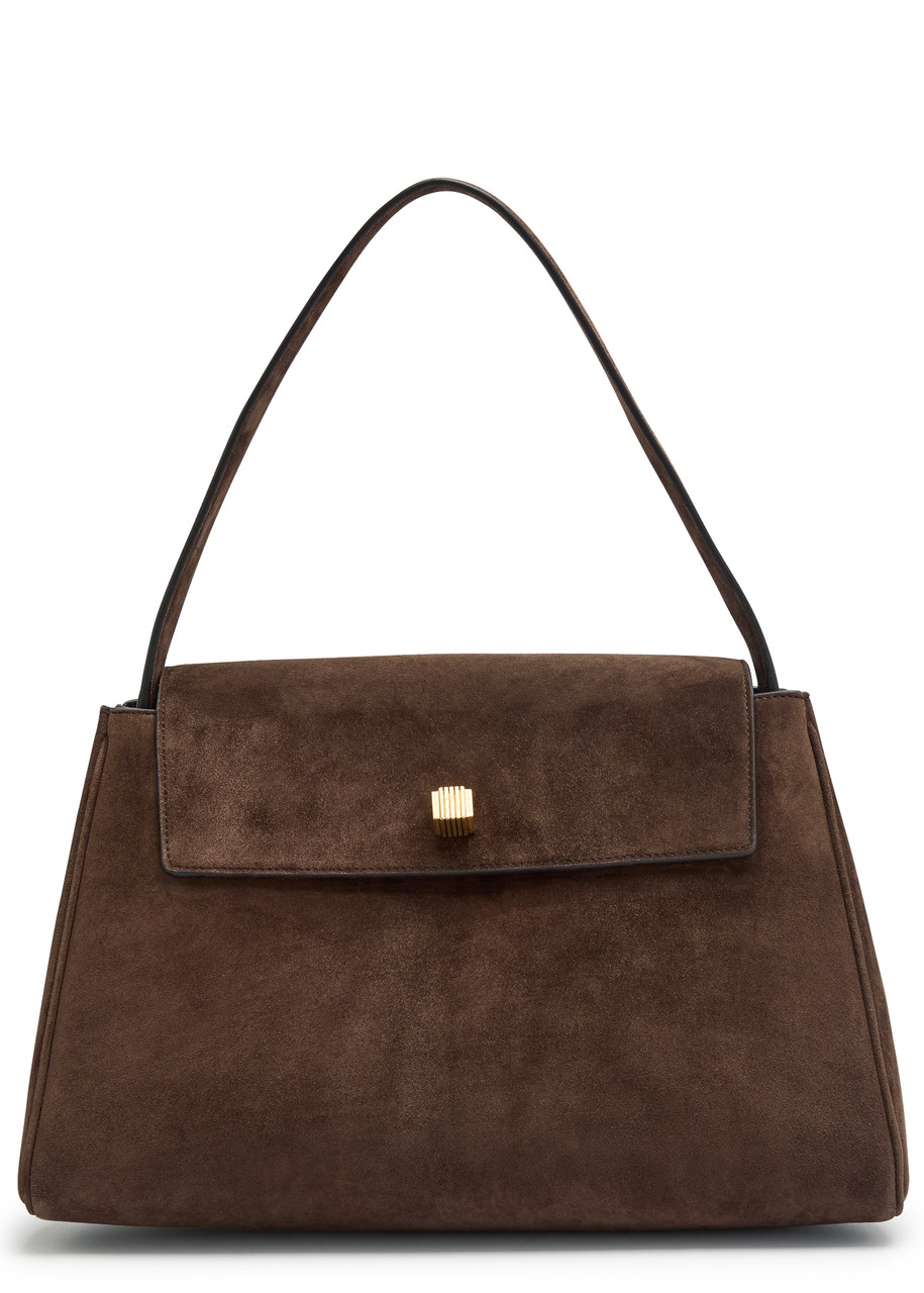Khaite Audrey Suede top Handle bag - Dark Brown - One Size