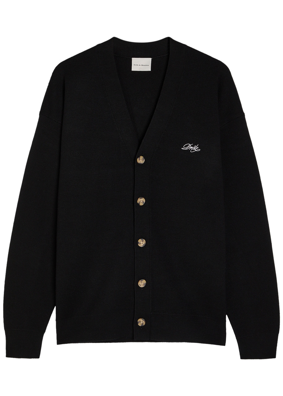 DRÔLE DE Monsieur Le Cardigan Drôle Embroidered Knit Cardigan - Black - L