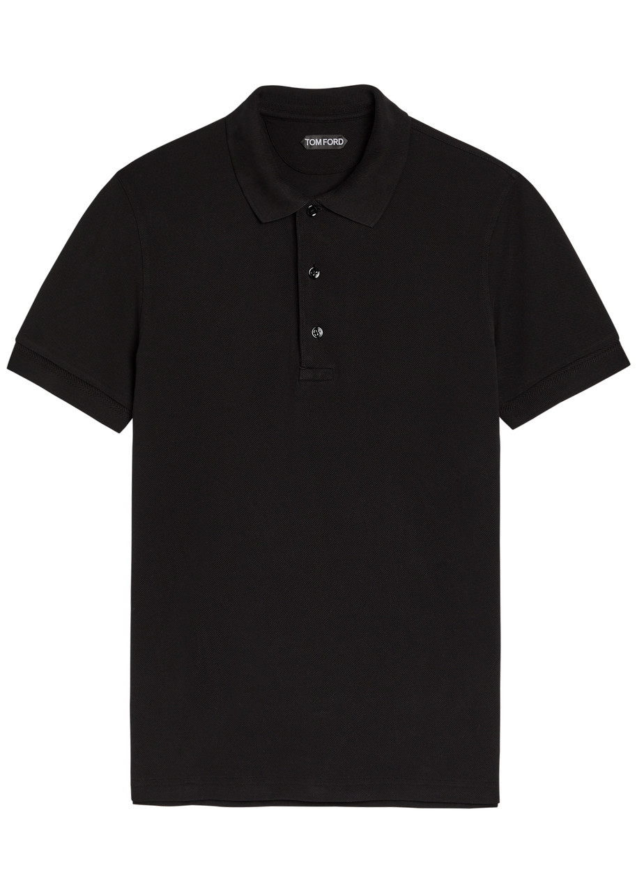 Tom Ford Logo-embroidered Piqué Polo Shirt – Black – 46 (IT46 / S)
