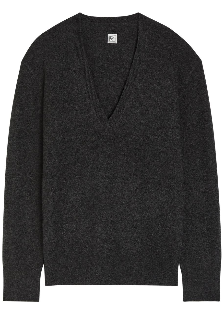 Toteme V-neck Cashmere Jumper - Charcoal