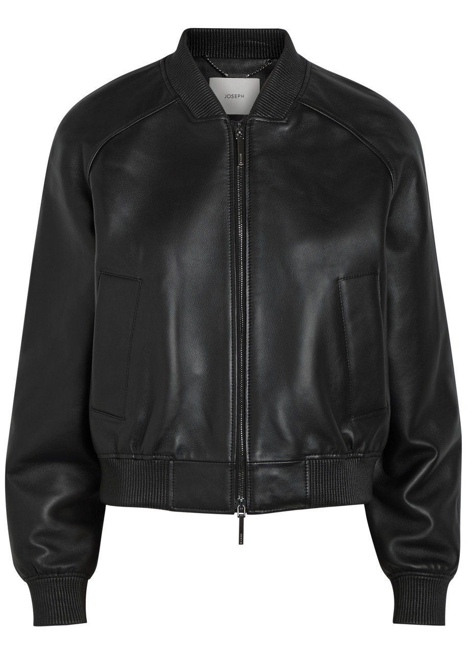 Joseph Quinn Leather Bomber Jacket - Black - 38 (UK10 / S)