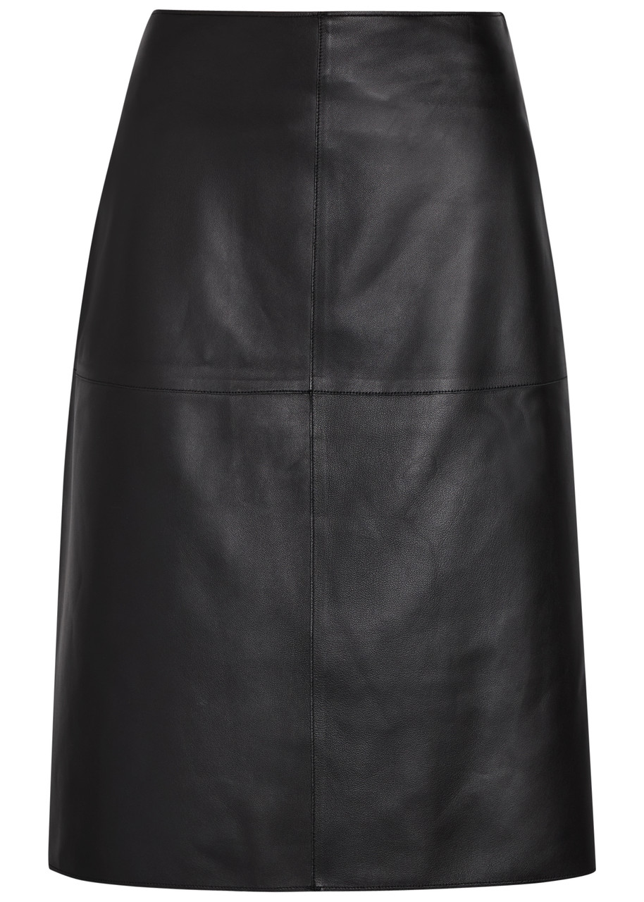Joseph Niven Panelled Leather Midi Skirt - Black - 40 (UK12 / M)