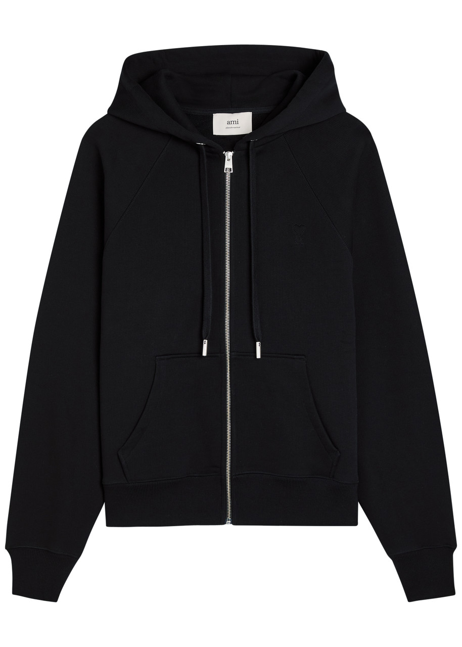 Ami Paris Hooded Cotton Sweatshirt – Black – L Ami Paris Hooded Cotton Sweatshirt – Black – L
