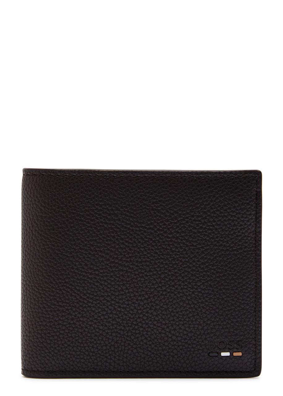 Boss Ray Logo Grained Leather Wallet – Dark Brown – One Size Boss Ray Logo Grained Leather Wallet – Dark Brown – One Size
