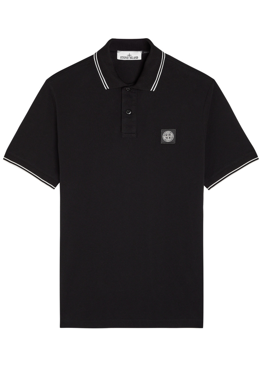 Stone Island Piqué Cotton Polo Shirt – Black – XL