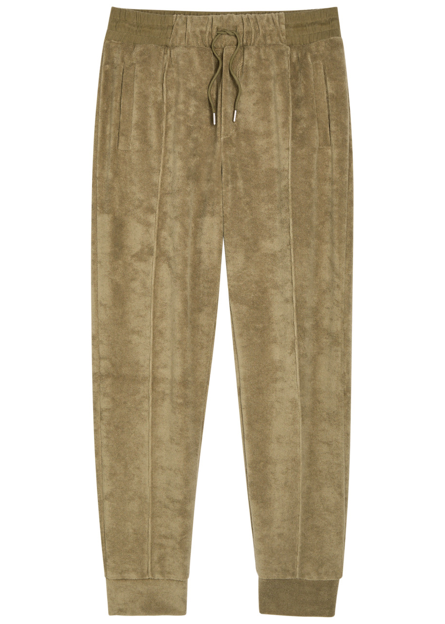 Aurélien Pintuck Tapered-leg Terry Sweatpants In Brown