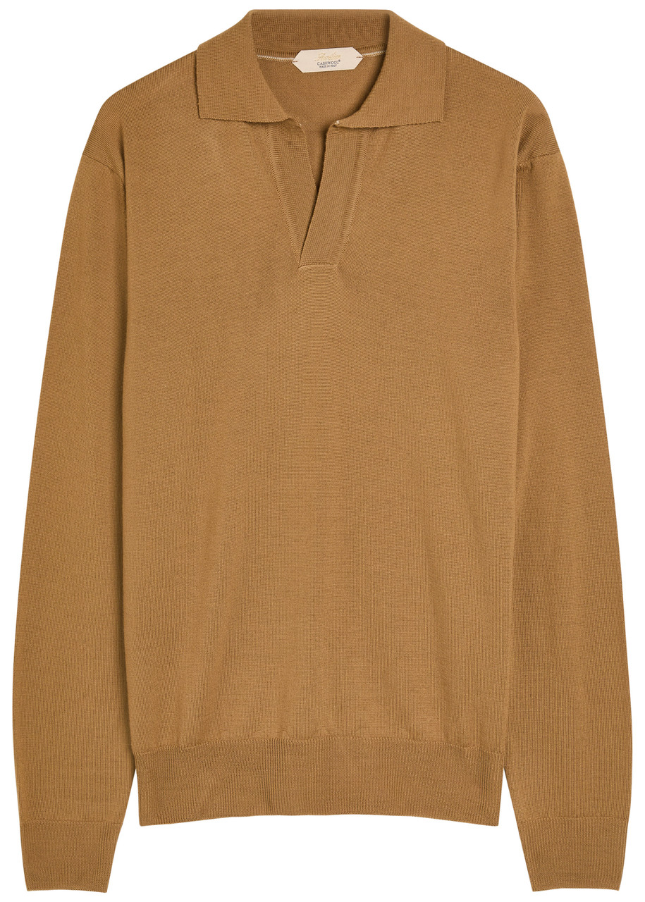 Aurélien Wool Polo Shirt In Brown