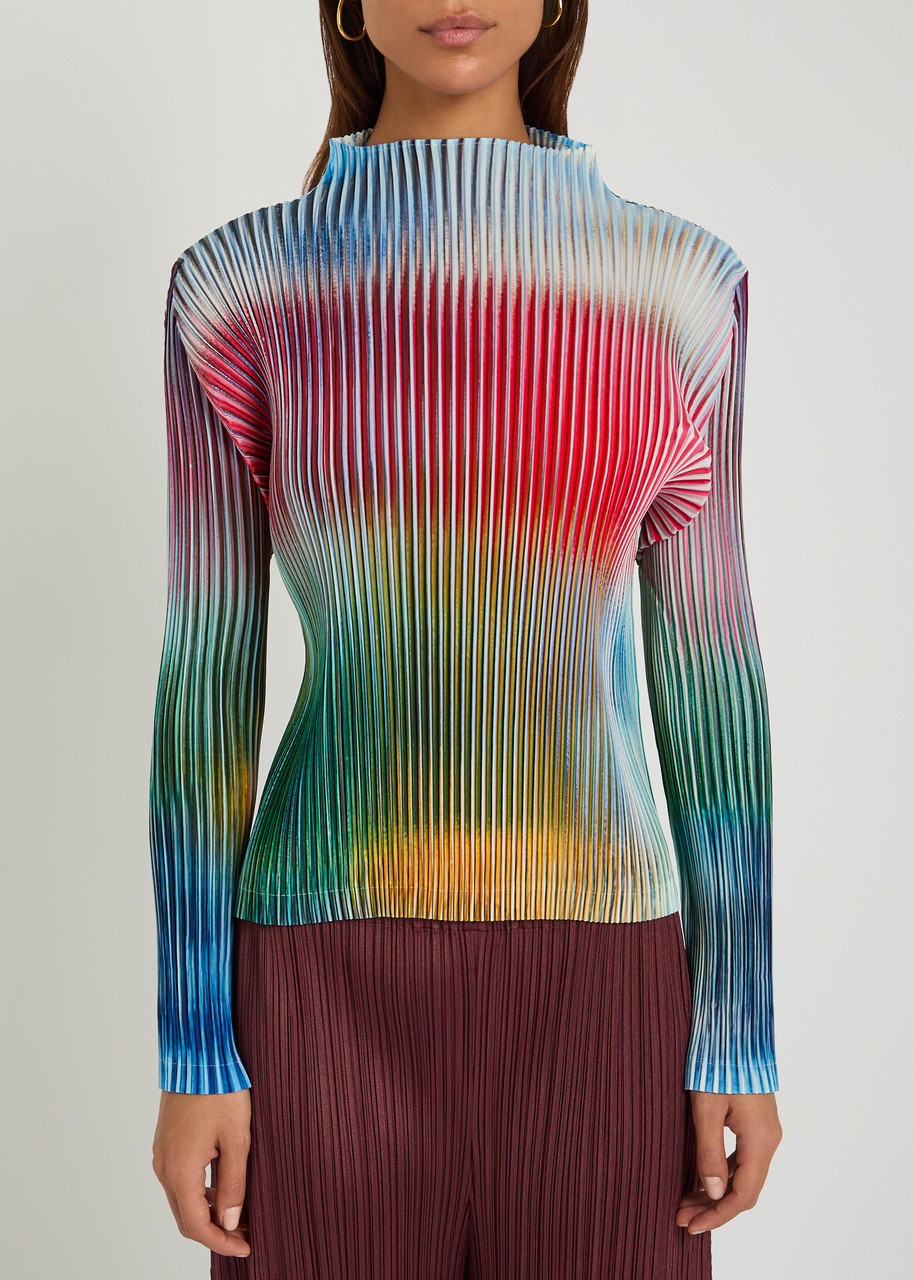  Issey Miyake Pleated Printed Woven Top - Multicoloured - 2 