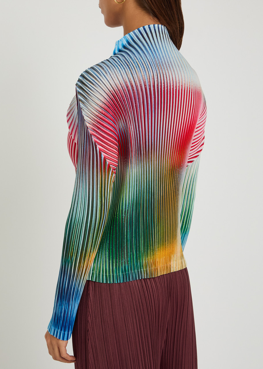  Issey Miyake Pleated Printed Woven Top - Multicoloured - 2 