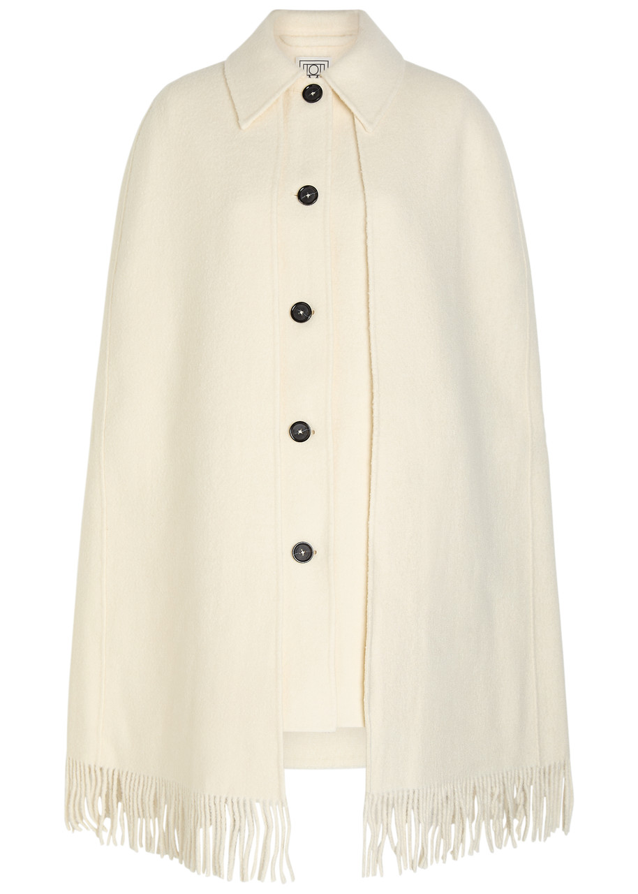 Toteme Fringed Wool-blend Cape Coat - White - 38 (UK10 / S)